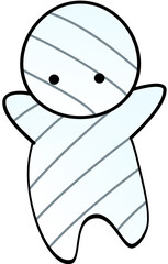 Mummy Cute Chibi Wrapped Halloween Cartoon Illustration