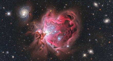 Galaxy Heart Nebula Heart-shaped nebula glowing in deep space, cosmic love concept.