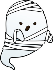 Halloween Mummy Ghost Wrapped Cute Illustration