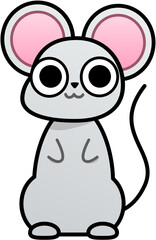 Cute Gray Mouse Rat Kawaii Cartoon Illustration