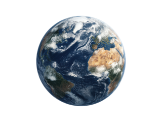 Planet Earth from Space showing continents oceans and clouds globe world image, Isolated On Png Transparent Background