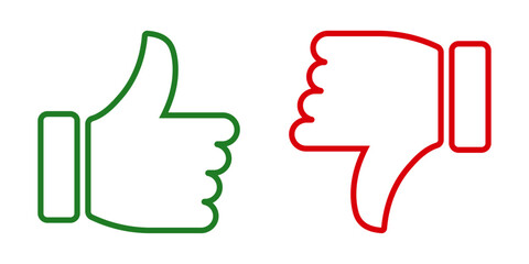 Thumb up and thumb down or good and bad symbol stock vector illustration