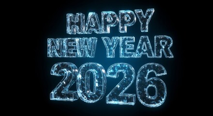 Crystal Glass 3D Effect  Transparent  Happy New Year 2026
