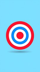 Target icon with red, white, and blue concentric circles on light-blue background