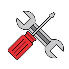 maintenance icon cartoon design. mechanical tool symbol.