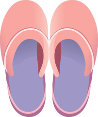 Cozy pair of pink house slippers with soft purple insoles, perfect for comfort, home wear, and relaxing style.