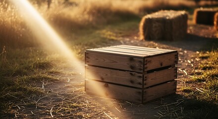 Wooden Crate in Field