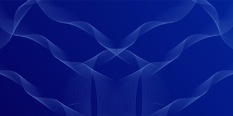 Abstract glowing wave lines on dark blue background. Dynamic wave pattern. Modern flowing wavy lines. Futuristic technology concept. Suit for banner, poster, cover, brochure, flyer, website