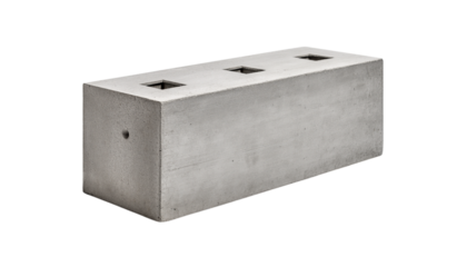 Rectangular Concrete Planter with Three Square Openings isolated on a transparent background