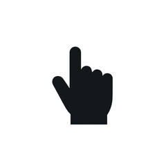Obraz premium Black Hand Pointer Vector Icon - Minimalist Flat 2D Silhouette for User Interface Click and Interaction Design Elements on White