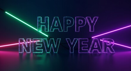 Crystal glass 3D lettering  Happy New Year