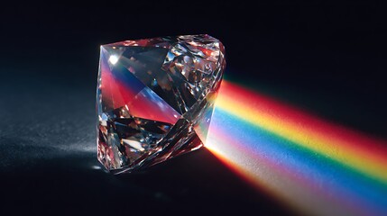 Discover the brilliance a sparkling diamond refracts light creating a mesmerizing rainbow spectrum effect
