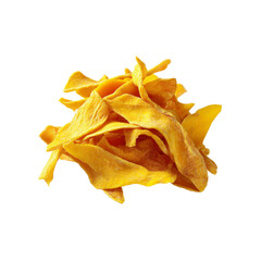 Naklejka premium Heap of Delicious Dried Mango Slices Isolated on White Background