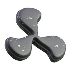 Three-lobed 3D icon with smooth, rounded surfaces; ideal for tech branding and UI design.