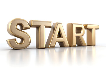Golden Start Text on White Background Symbolizing New Beginnings and Opportunities