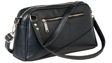 Stylish black leather crossbody bag for fashion.