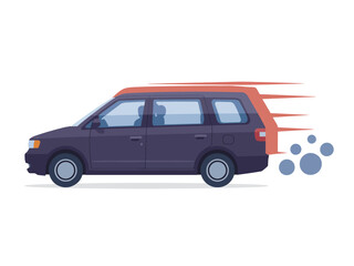 Obraz premium Modern Dark Purple Minivan in Motion with Motion Trails and Exhaust Blurbs
