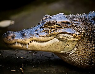 Obraz premium Close-up of an alligator's head