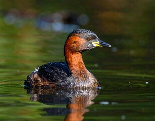 Little grebe swimming elegantly in a wetland habitat during daylight hour