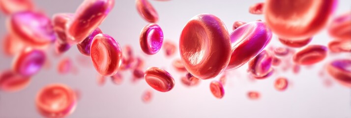 Red Blood Cells Flow in a Stream Within the Bloodstream Microscopic Rendering