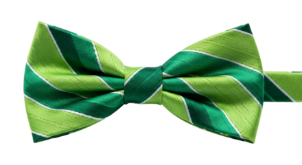 Green and lime striped satin bow tie on black background