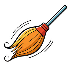 illustration of a brush and a broom