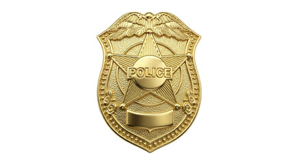 Golden police badge with eagle and shield emblem