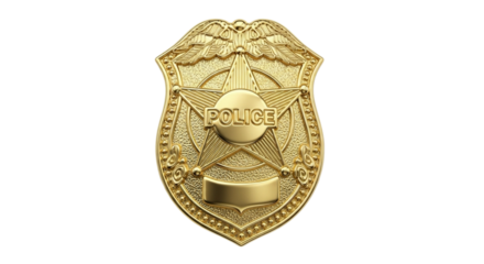 Golden police badge with eagle and shield emblem