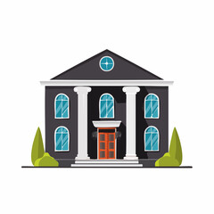 Classical building vector stately home with columns and arched windows architecture facade high quality professional