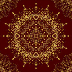 Intricate Gold and Red Mandala Ornamental Pattern for Traditional and Elegant Design