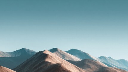 Minimalist Mountain Landscape with Clear Sky – Empty Nature Background for Design and Web