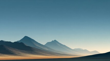 Minimalist Mountain Landscape with Clear Sky – Empty Nature Background for Design and Web