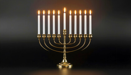 Animated glowing menorah candles burning, modern minimalist background.