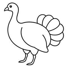 Simple outline drawing of a turkey with a fanned tail silhouette