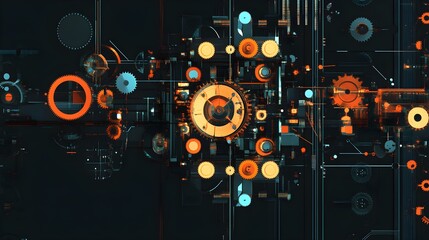 Obraz premium Intricate machine design with gears and circuits showcasing technological complexity and innovation