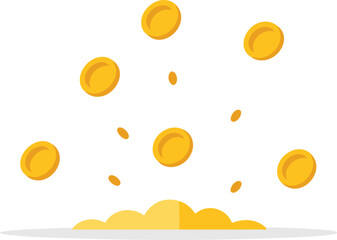 Vector gold coins fall from the sky