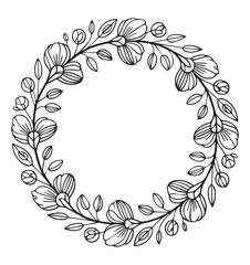 Black and white daisy-like floral wreath