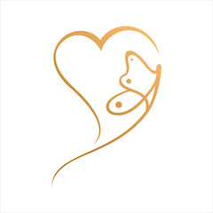  luxury love logo icon vector with butterfly element in line style design