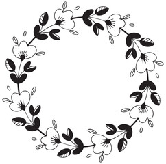 Black and White Wreath with Flowers and Solid Oval Berries