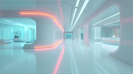 Empty Futuristic Interior with Minimalist Design – Modern Background for Design and Web