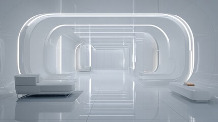 Empty Futuristic Interior with Minimalist Design – Modern Background for Design and Web