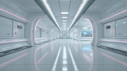 Empty Futuristic Interior with Minimalist Design – Modern Background for Design and Web