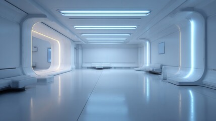 Empty Futuristic Interior with Minimalist Design – Modern Background for Design and Web