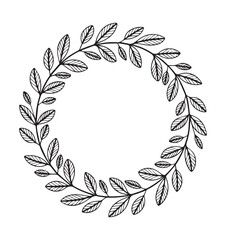 Black and white laurel wreath with delicate leaves