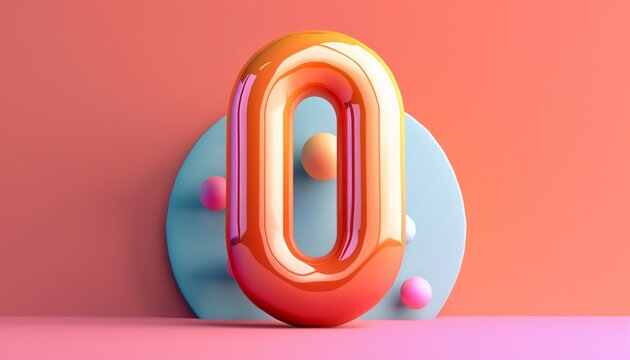 3d design of a glowing number zero