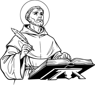 Hand drawn illustration of St. Thomas of Aquinas
