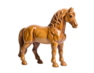 Wooden horse figurine on a white background