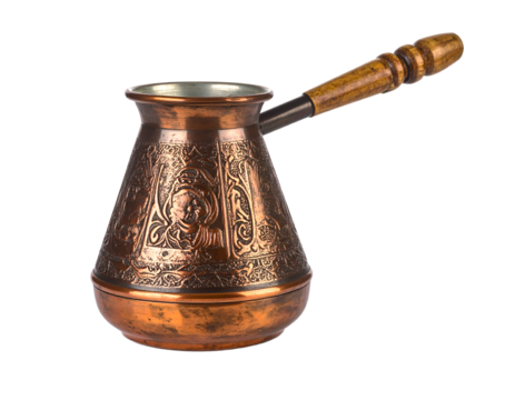 old copper cezve isolated on white background