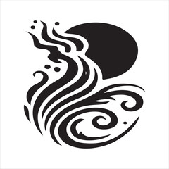 Smoke vector art logo design black and white