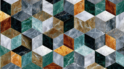 Abstract geometric marble mosaic tiles for kitchen and bathroom wall patterns